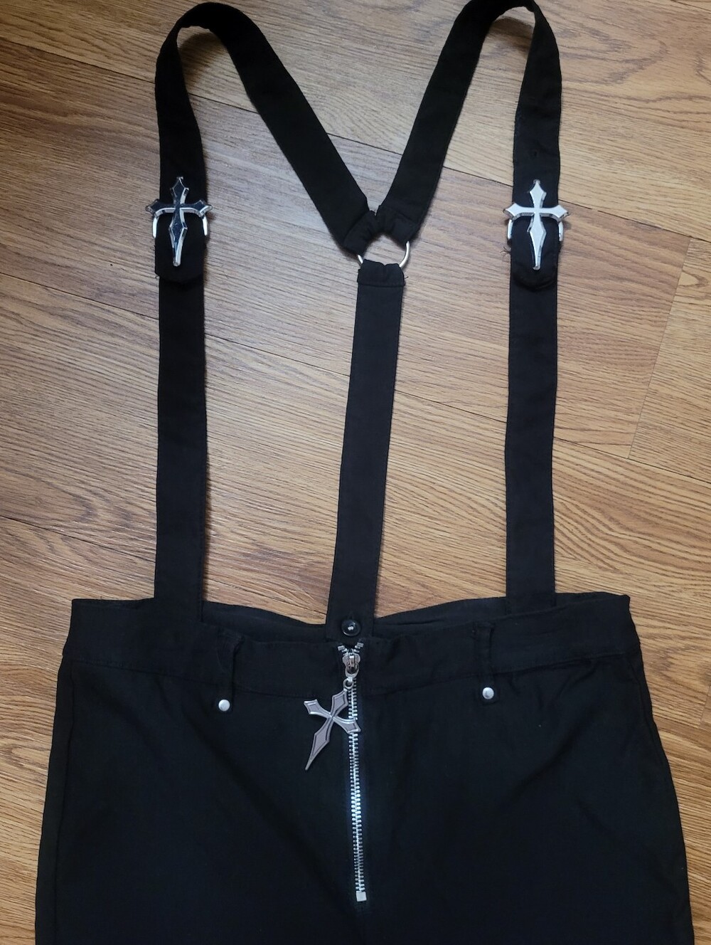 Killstar Never Cross Me pants detachable suspender zipper goth